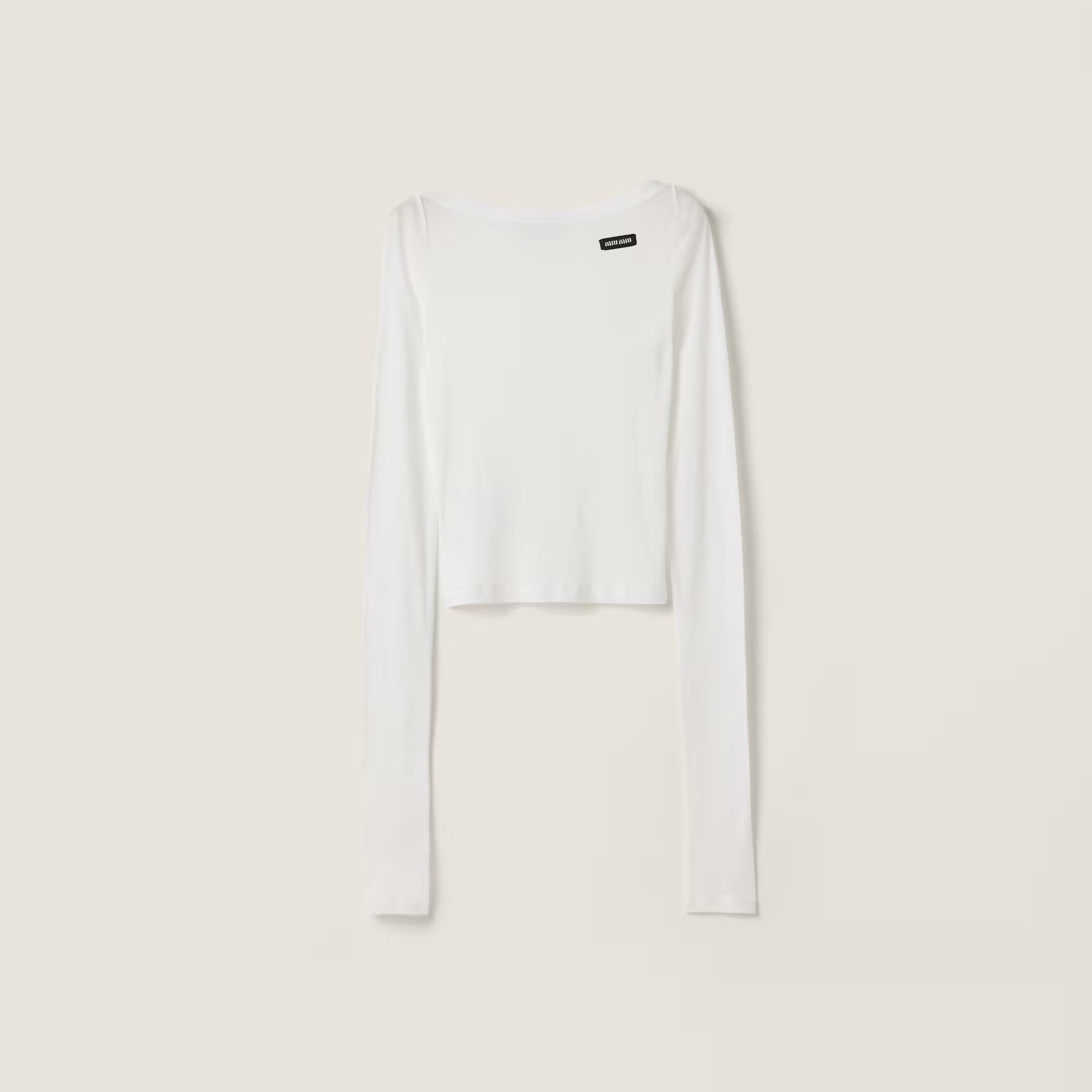 Miu Miu Ribbed jersey top White