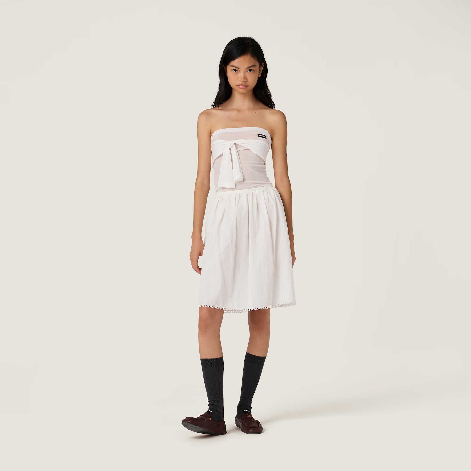 Miu Miu Ribbed jersey top White