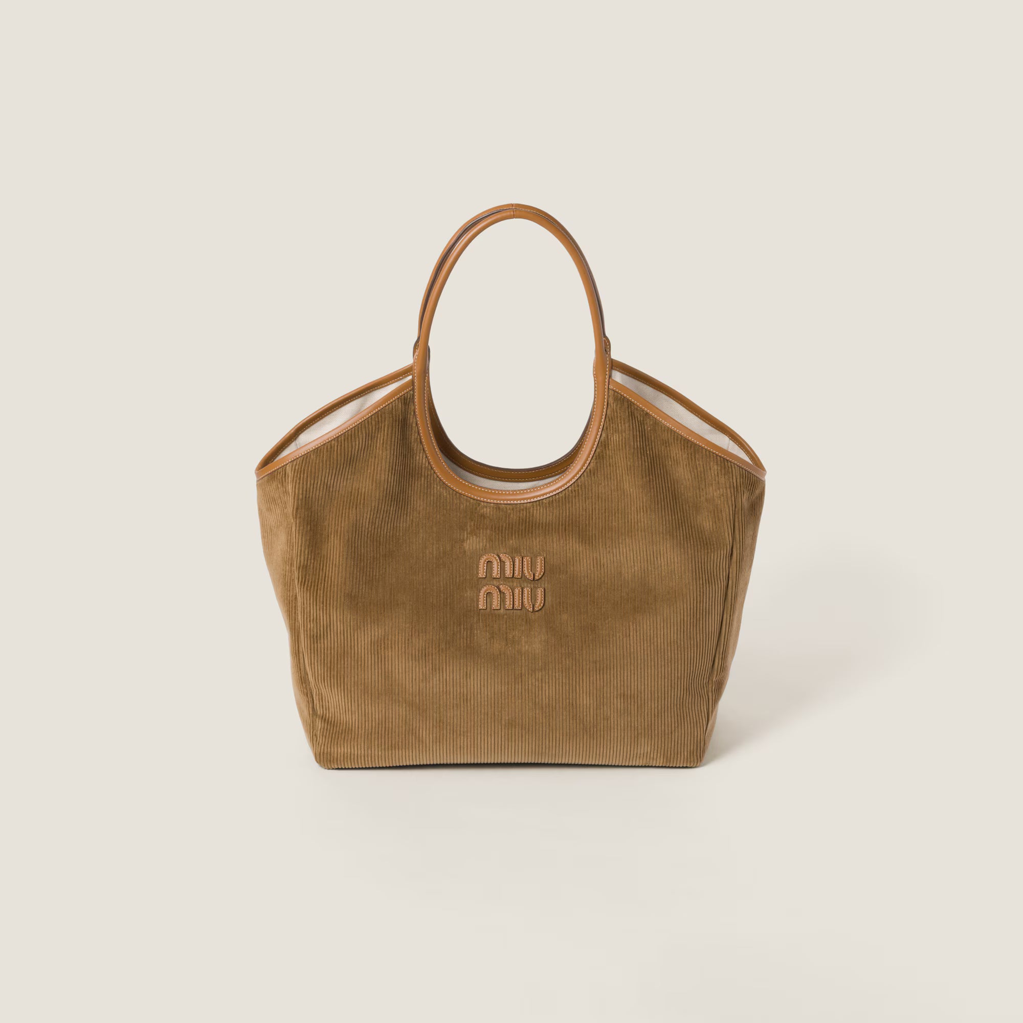 Miu Miu IVY corduroy shopping bag Large Cinnamon