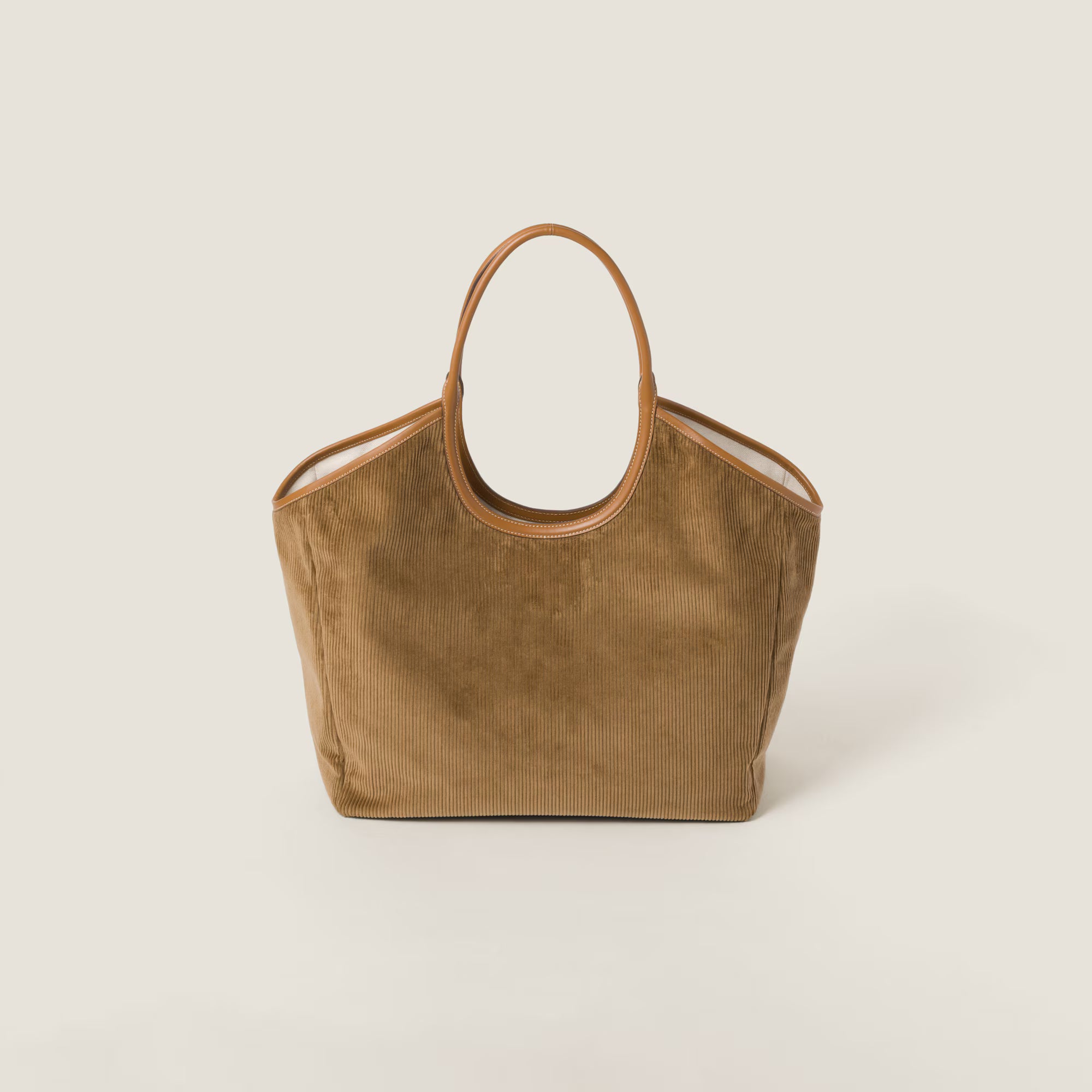 Miu Miu IVY corduroy shopping bag Large Cinnamon