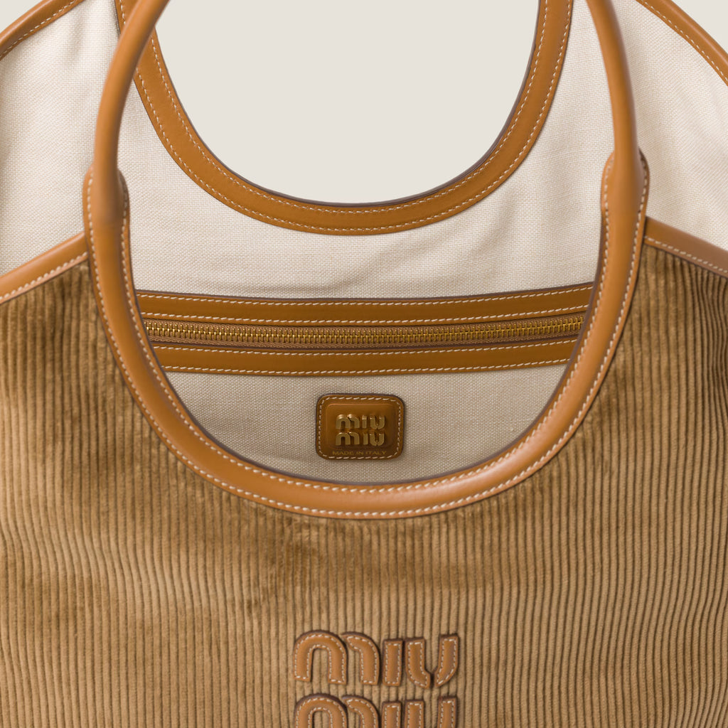 Miu Miu IVY corduroy shopping bag Large Cinnamon