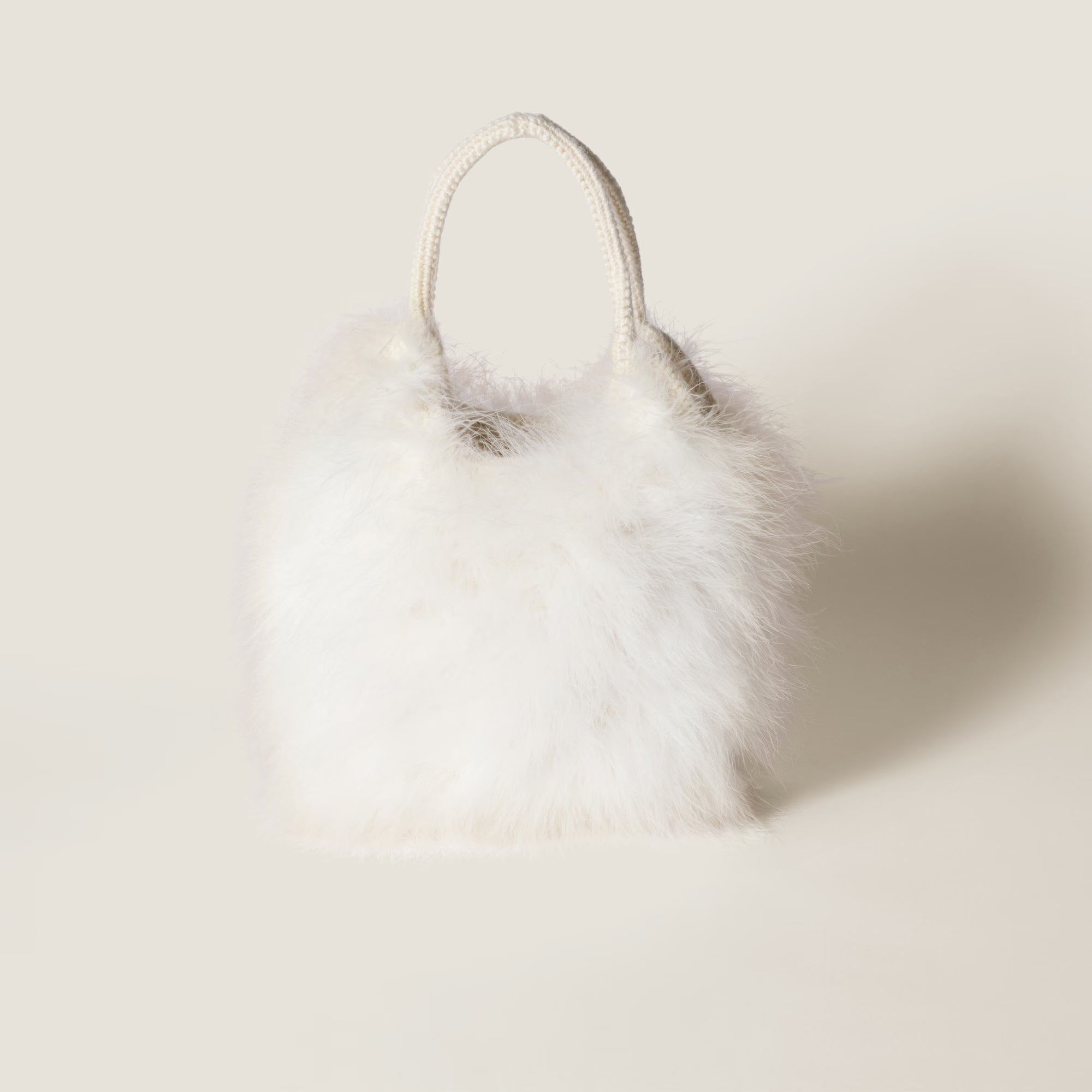 Miu Miu IVY crochet handbag with feathers