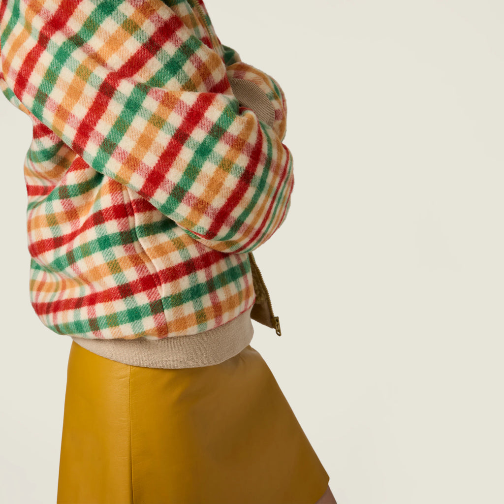 Miu Miu Fleece-lined checked blouson jacket