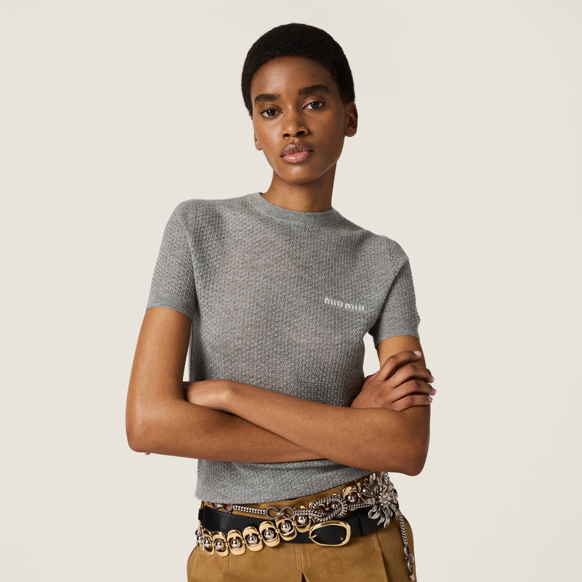 Miu Miu Cashmere Sweater Gray