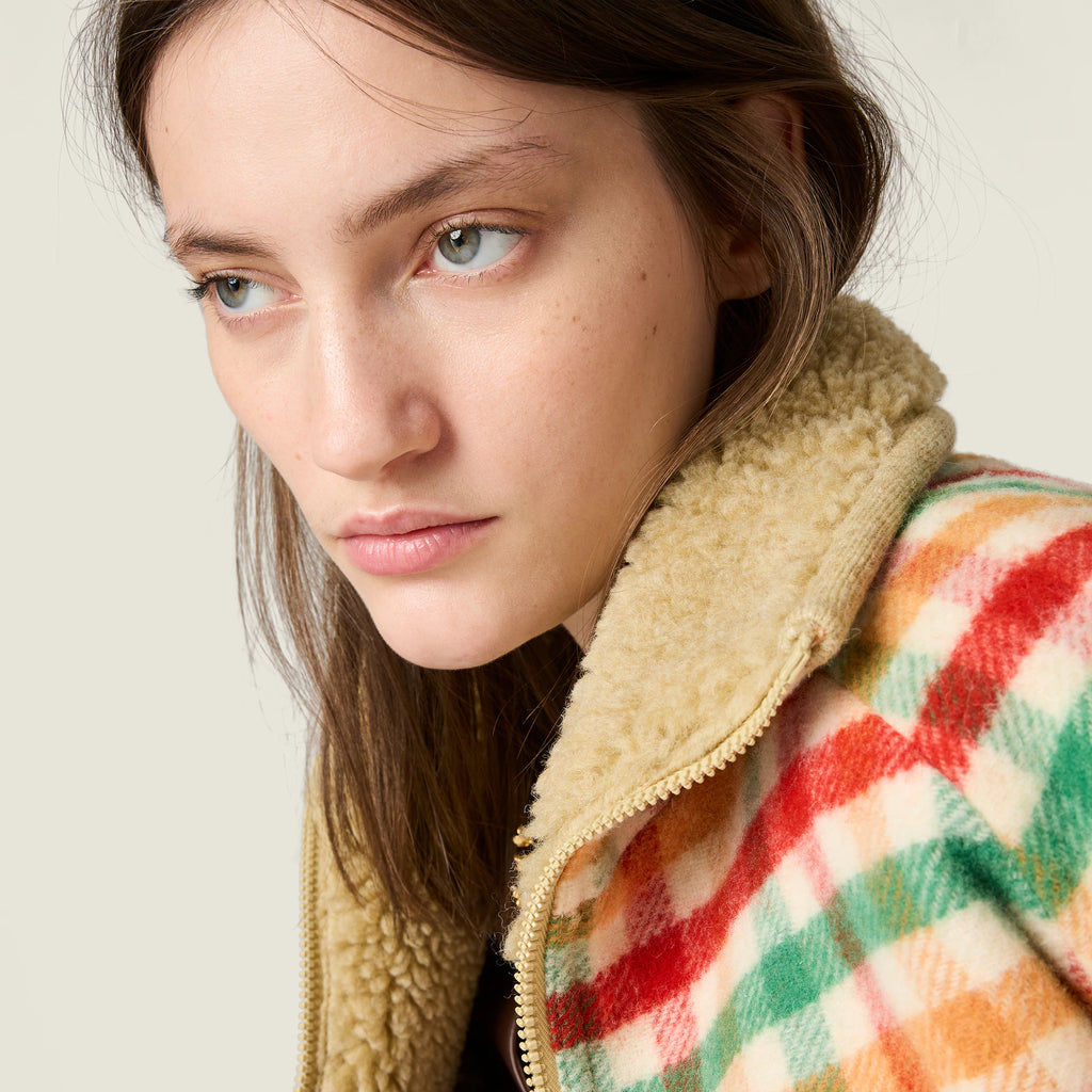 Miu Miu Fleece-lined checked blouson jacket
