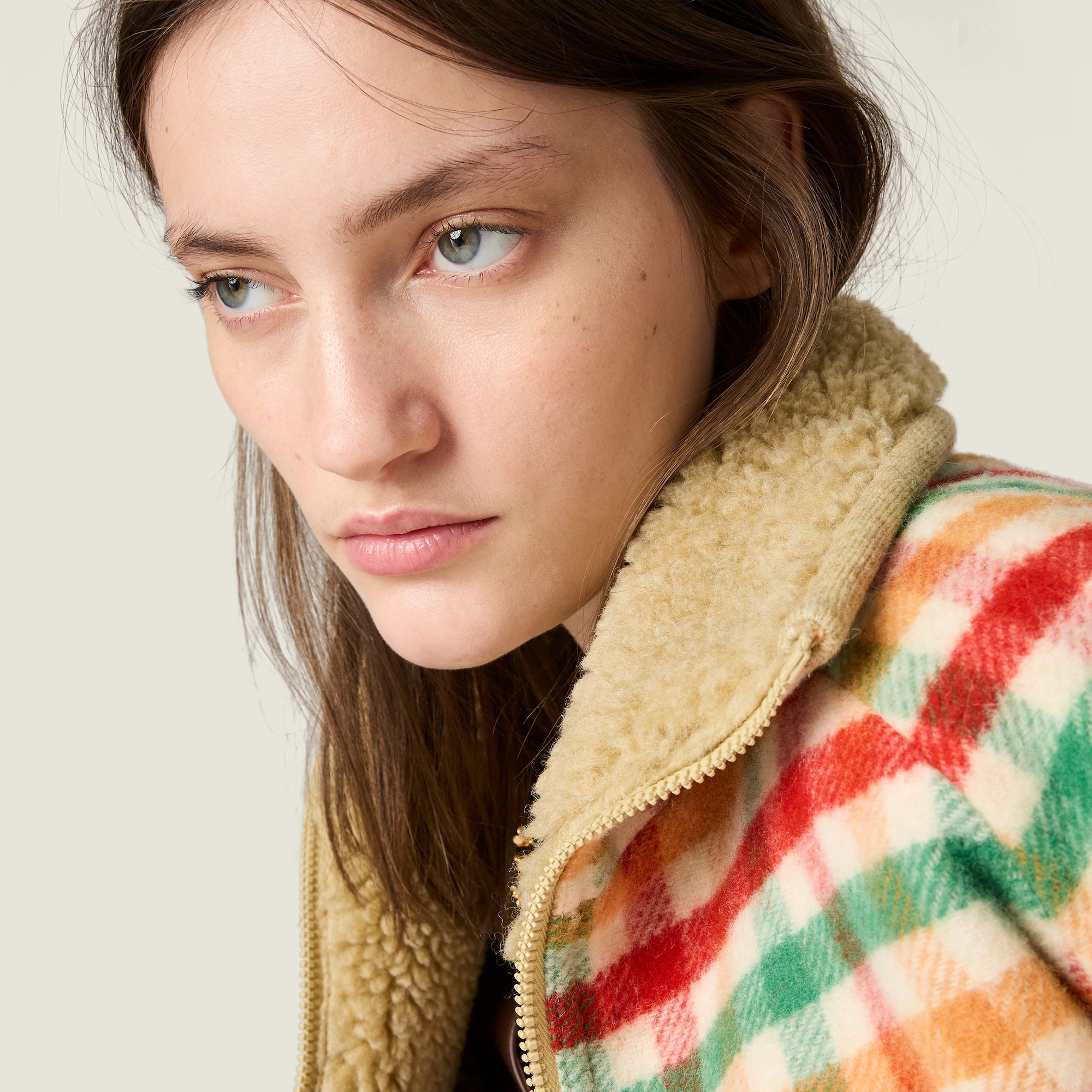 Miu Miu Fleece-lined checked blouson jacket
