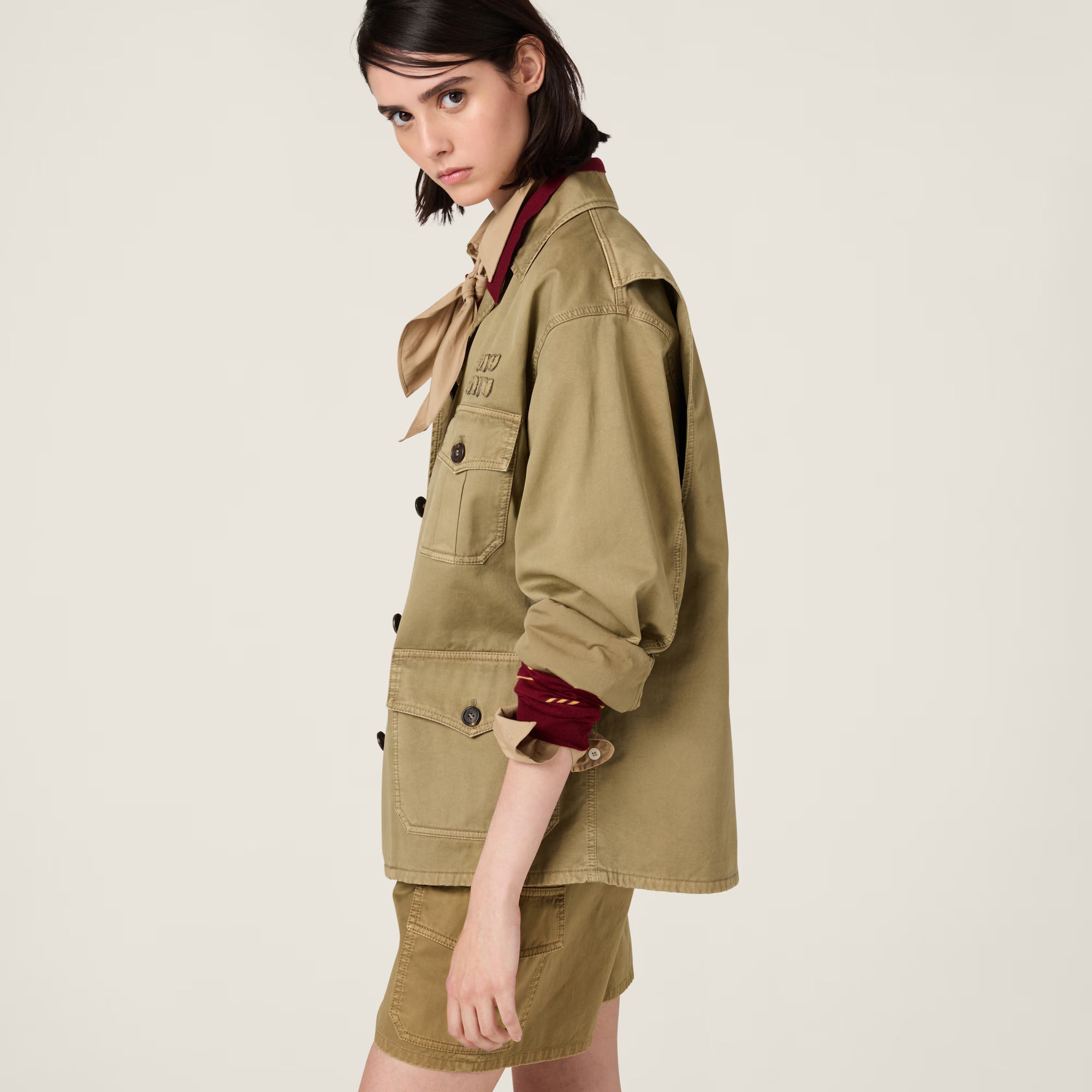 Miu Miu Garment-dyed cotton satin jacket