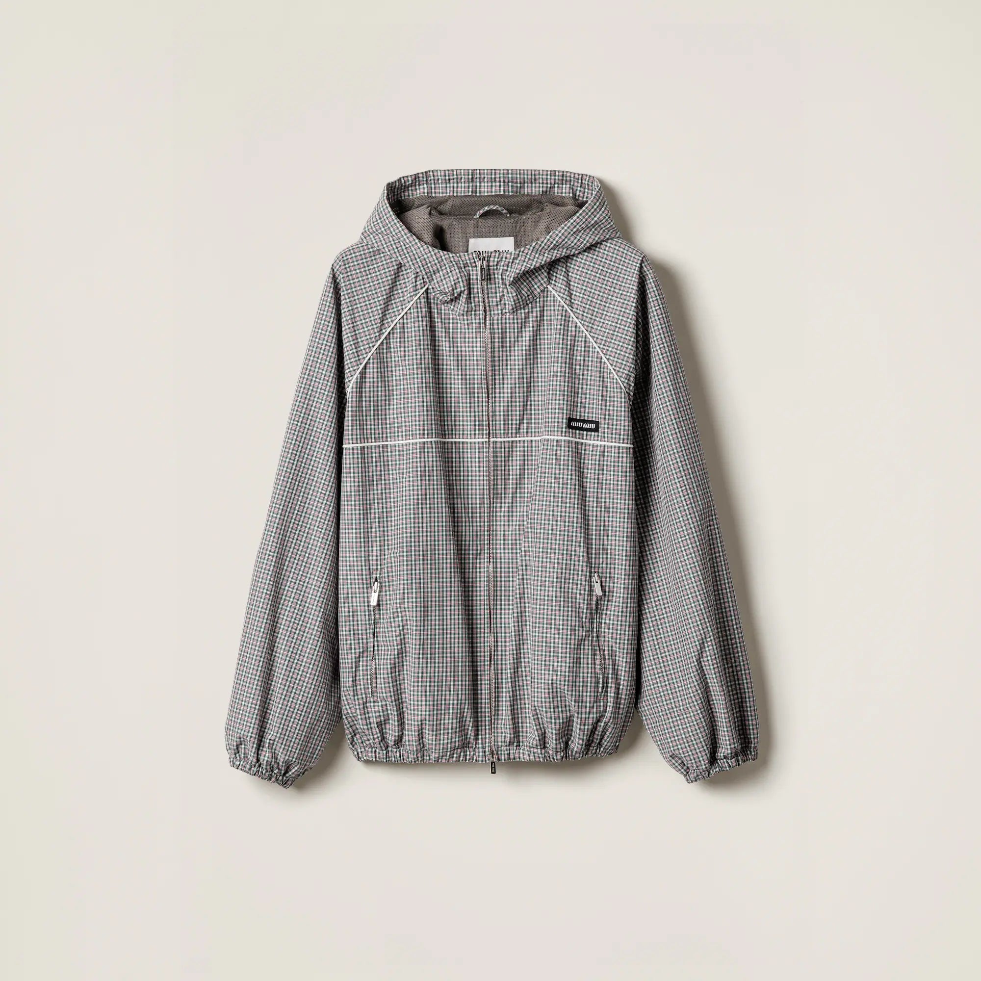 Miu Miu Checked technical fabric bomber jacket