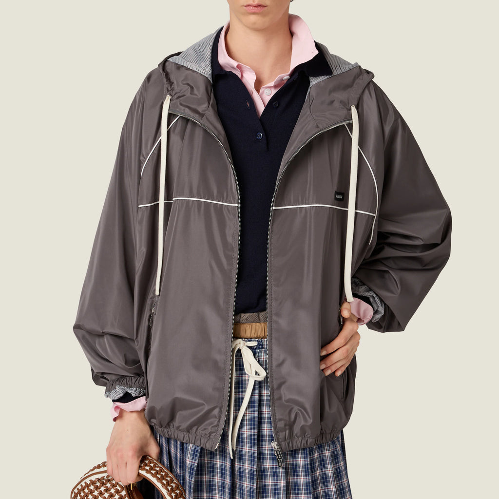 Miu Miu Technical silk zipper blouson jacket
