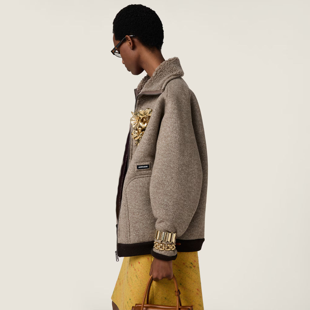 Miu Miu Cotton fleece zipper blouson jacket Cord