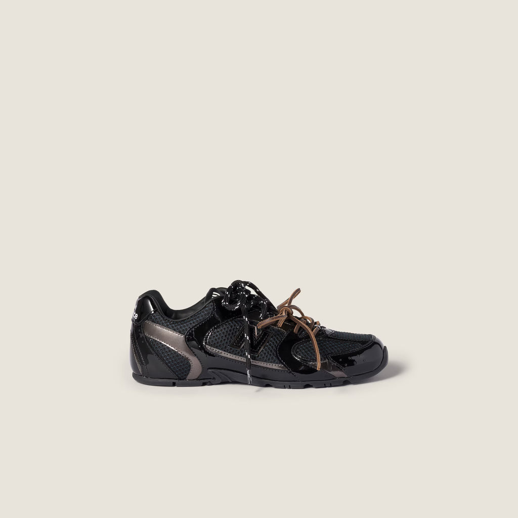 New Balance X Miu Miu 530 SL Patent Leather and Mesh Sneakers