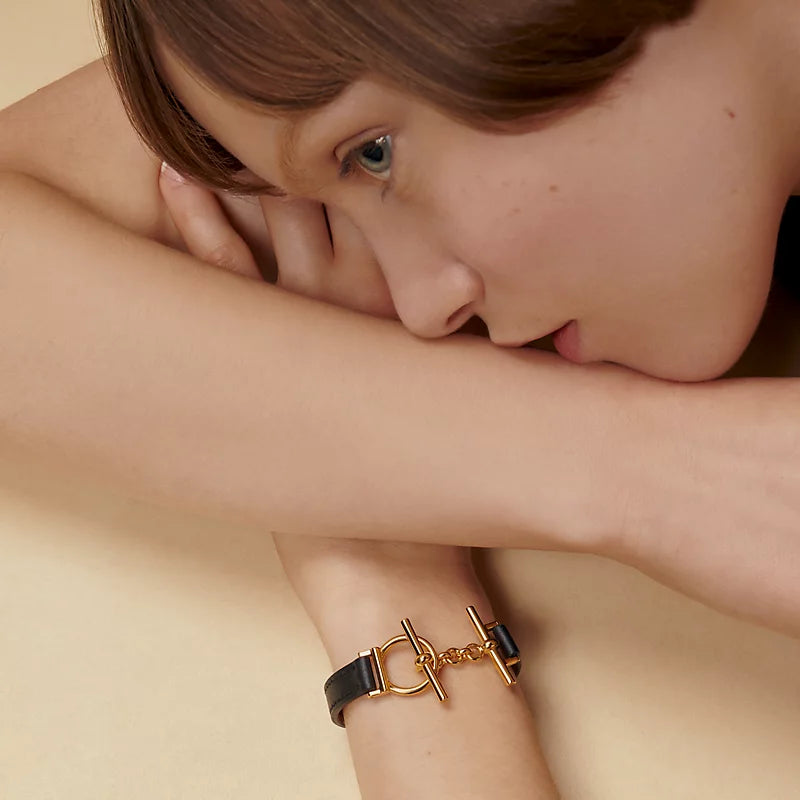 Hermès Croisiere Simple Tour Bracelet Swift Calfskin Gold Plated