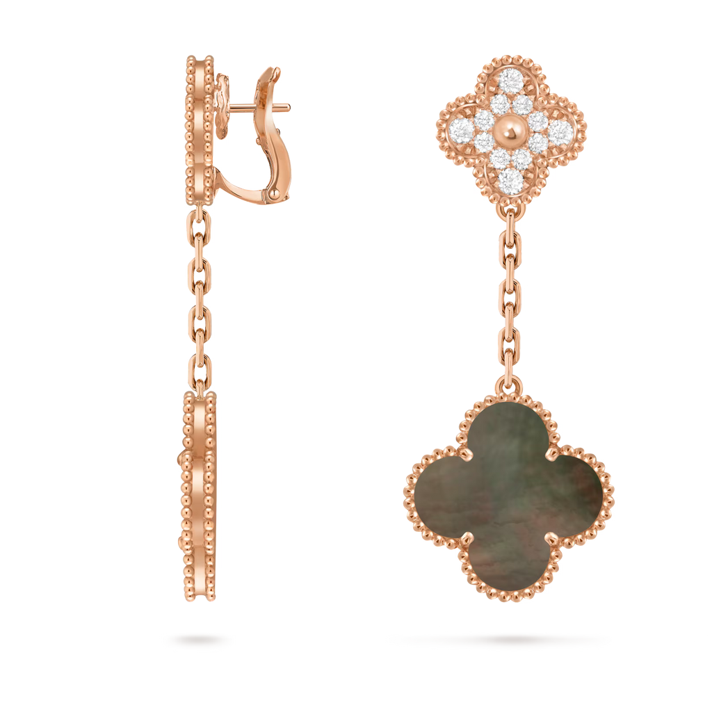 Van Cleef & Arpels Magic Alhambra Earrings 2 Motifs in Rose Gold