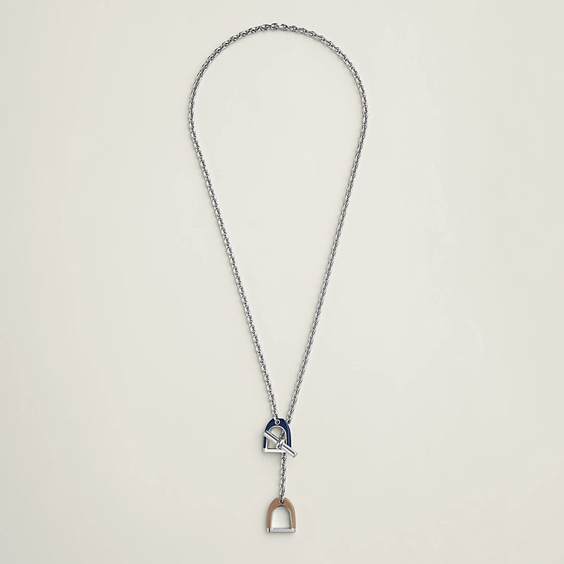 Hermès Etrier Necklace - Bleu Saphir / Chai