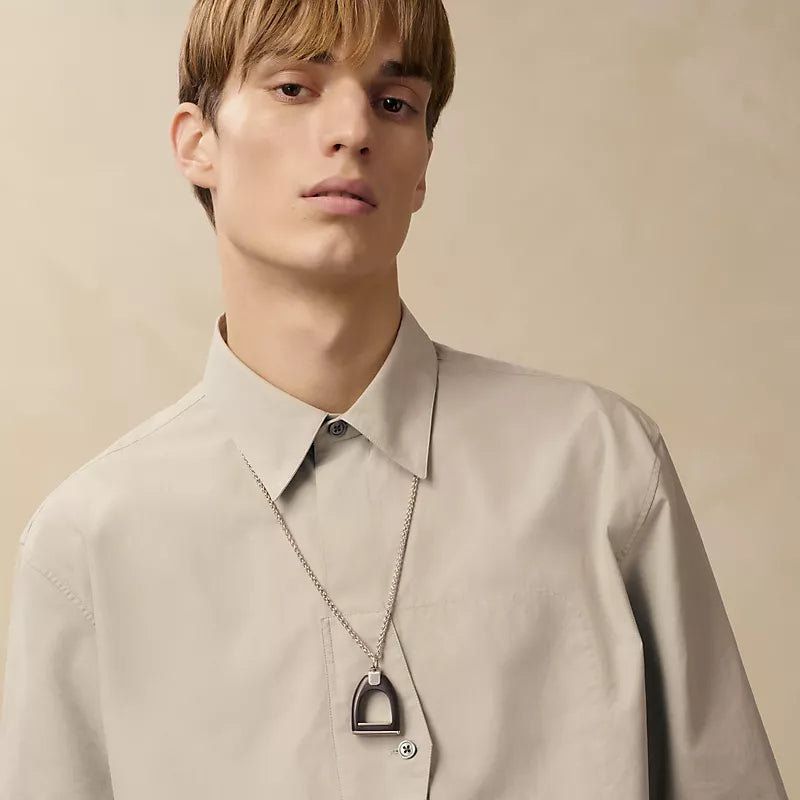 Hermès Etrier Vulcanium Necklace - Brun