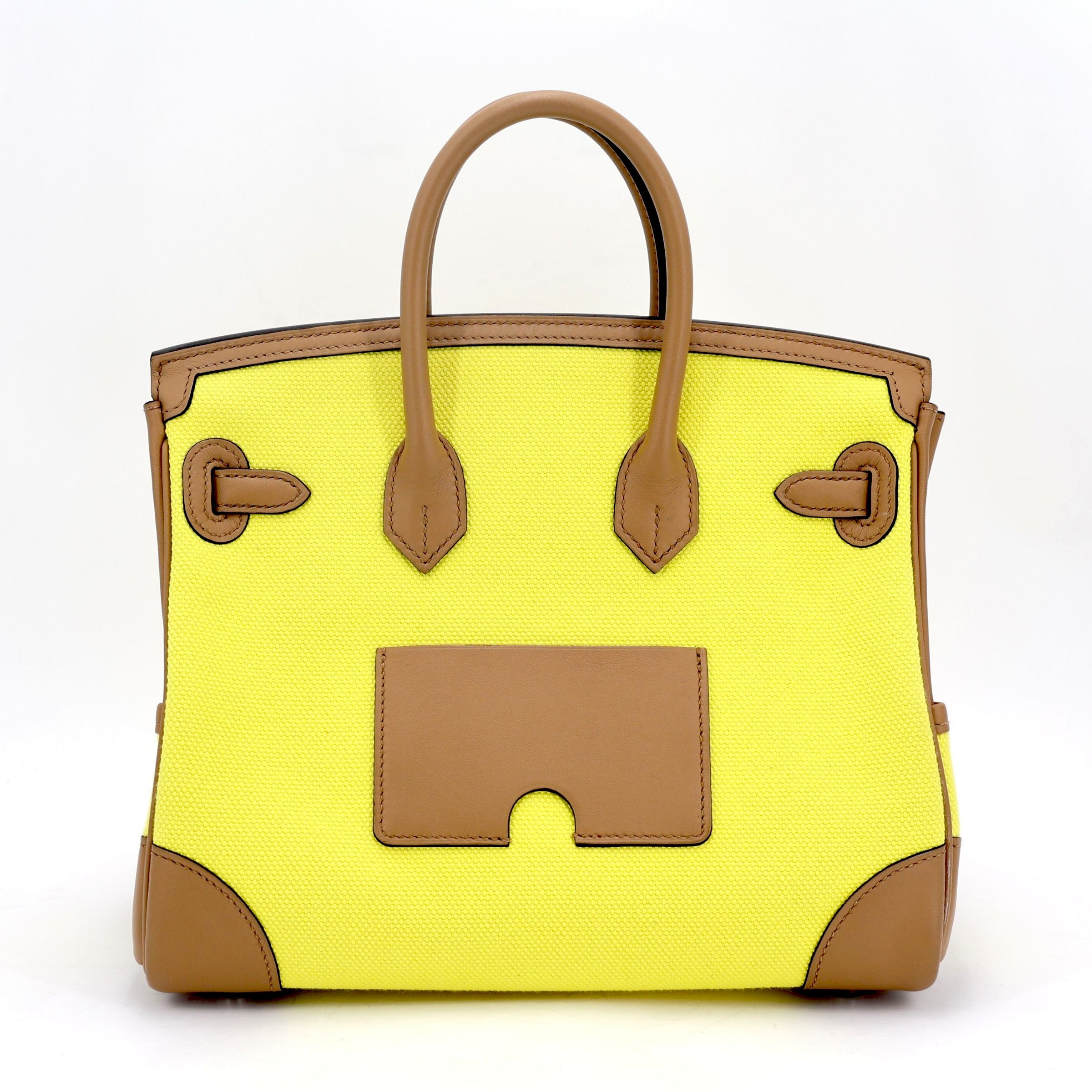Hermès Birkin Cargo 25 Canvas-Swift Jaune Citron / Chai / Toile Goéland PHW