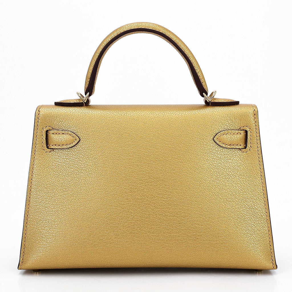 Hermès Min Kelly ll Dore Chèvre GHW