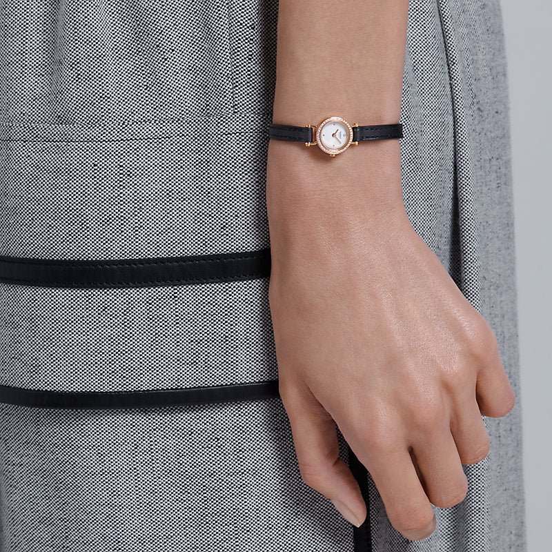 Hermès Faubourg Rose Gold 15 mm Watch With Barenia Calfskin Strap