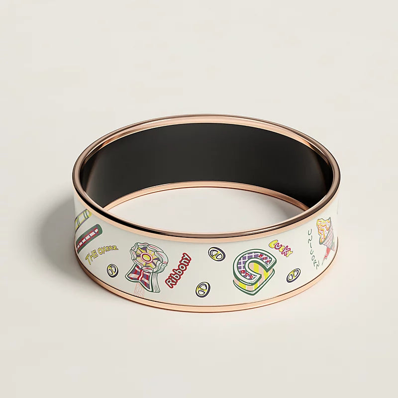 Hermès Funny Ice Cream Wide Bangle Palladium Plated