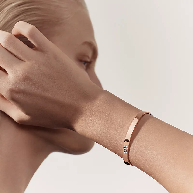 Hermès H Anchor Bracelet Small Model Rose Gold - Diamond