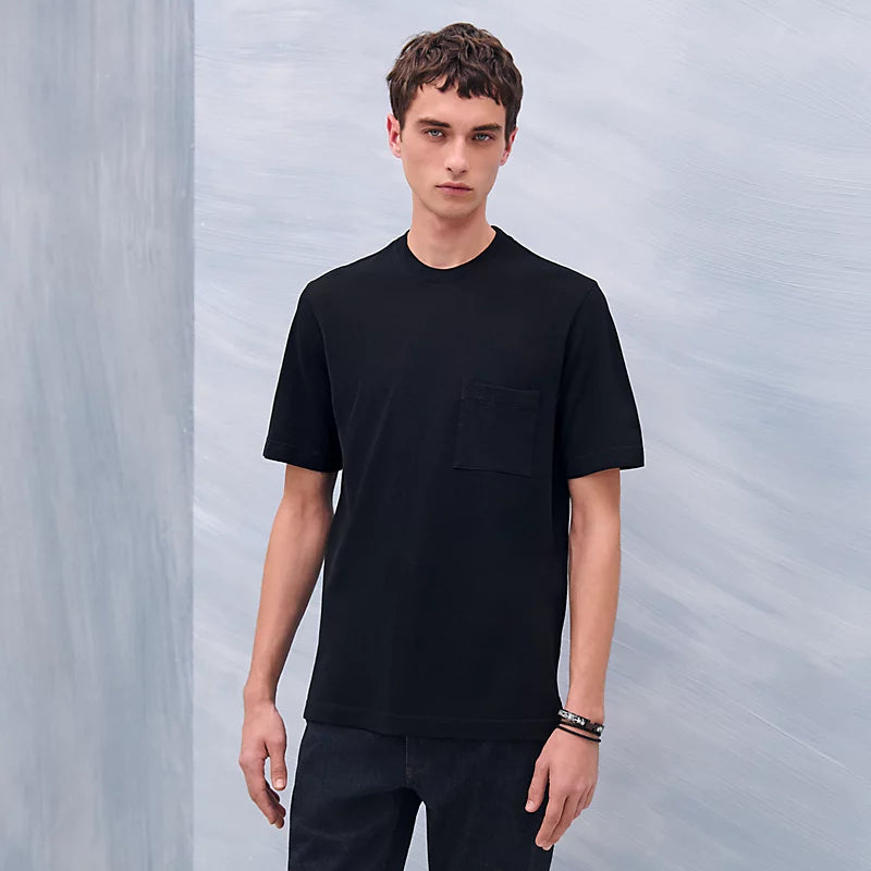 Hermès Mens "H" embroidered T-shirt Noir
