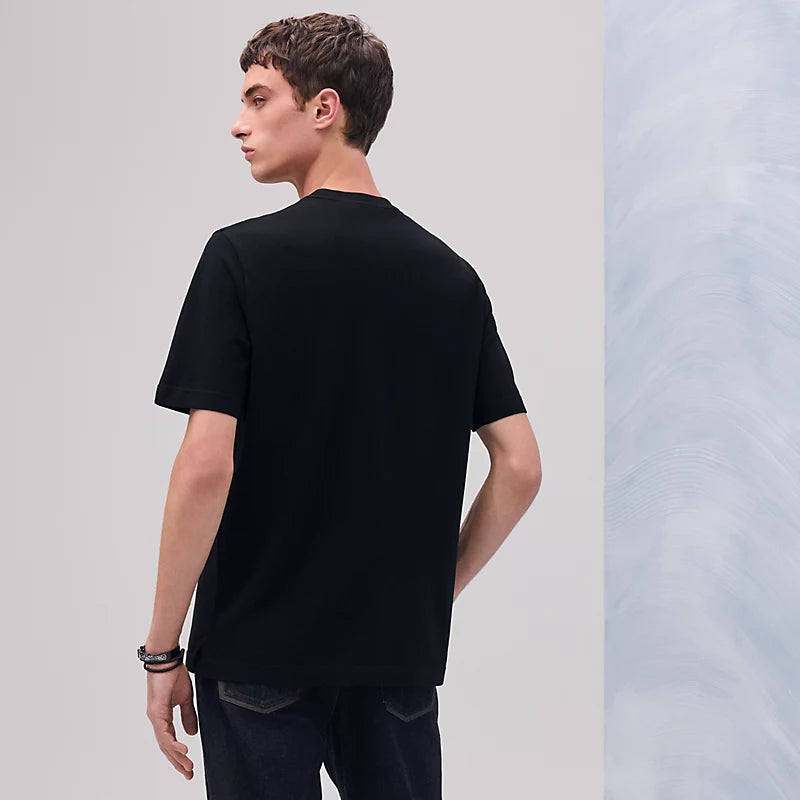 Hermès Mens "H" embroidered T-shirt Noir