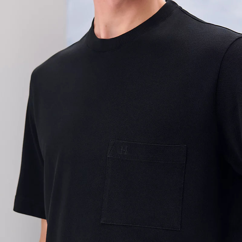Hermès Mens "H" embroidered T-shirt Noir