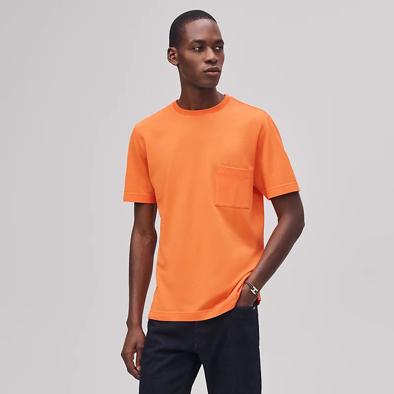 Hermès Mens "H" embroidered T-shirt Orange Hermès