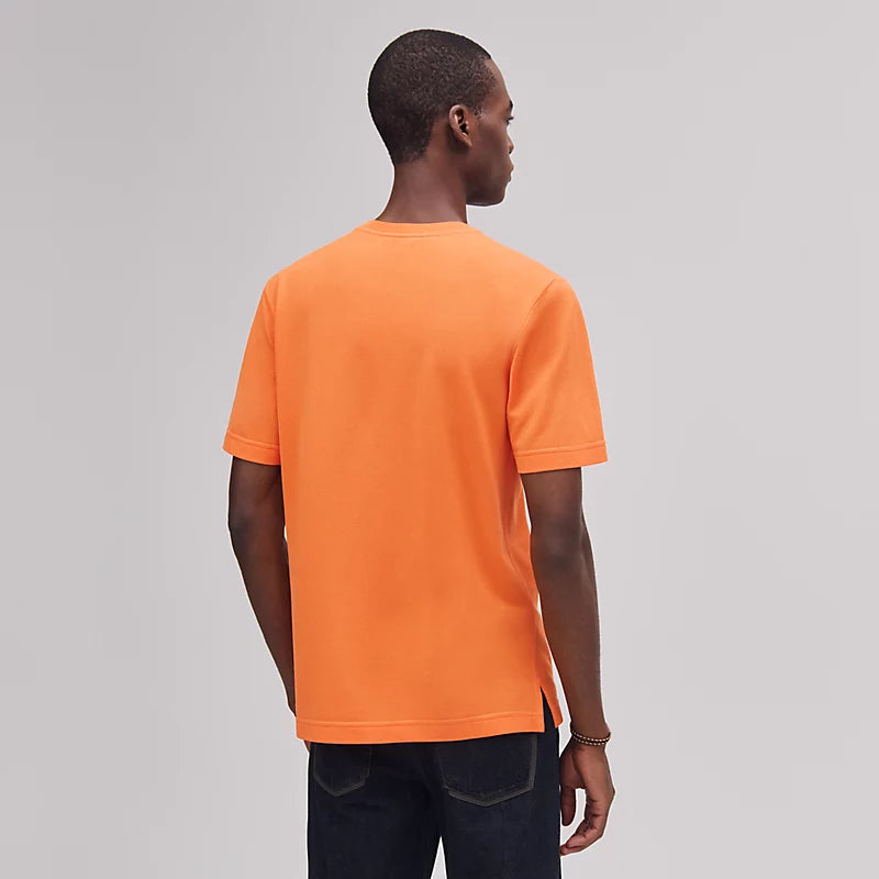 Hermès Mens "H" embroidered T-shirt Orange Hermès