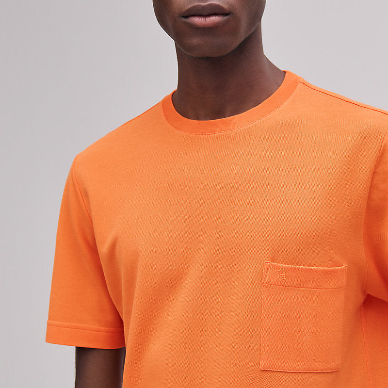 Hermès Mens "H" embroidered T-shirt Orange Hermès