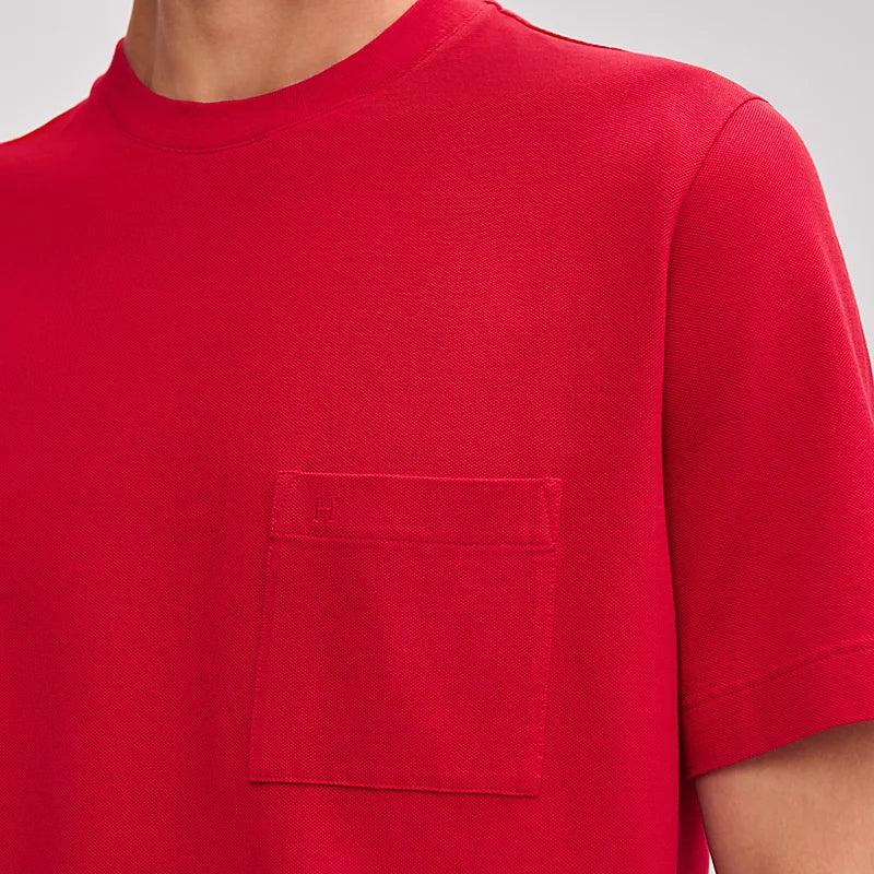 Hermès Mens "H" embroidered T-shirt Rouge Vif