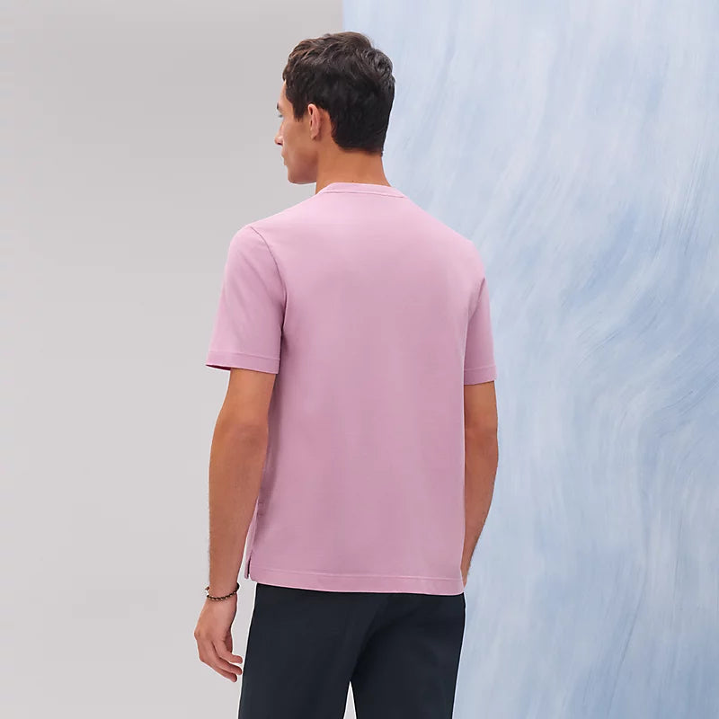 Hermès Mens "H" embroidered T-shirt Rose Clair