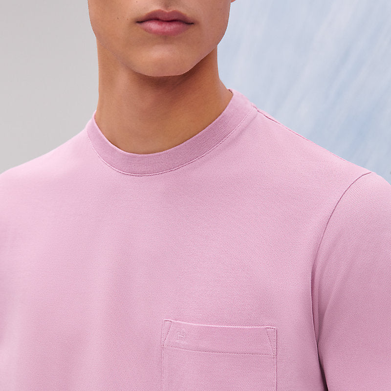Hermès Mens "H" embroidered T-shirt Rose Clair