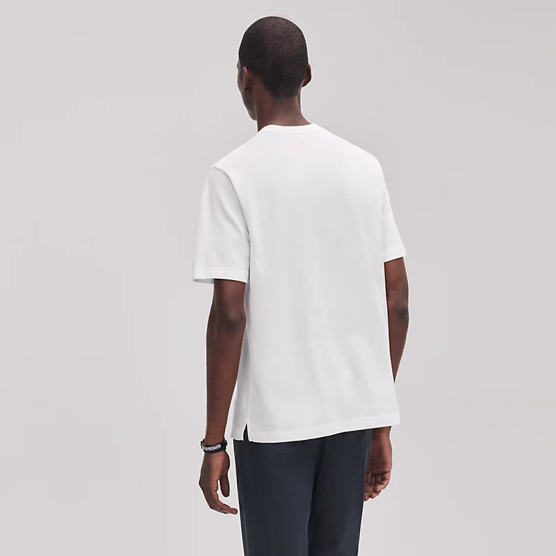 Hermès Mens "H" embroidered T-shirt Blanc