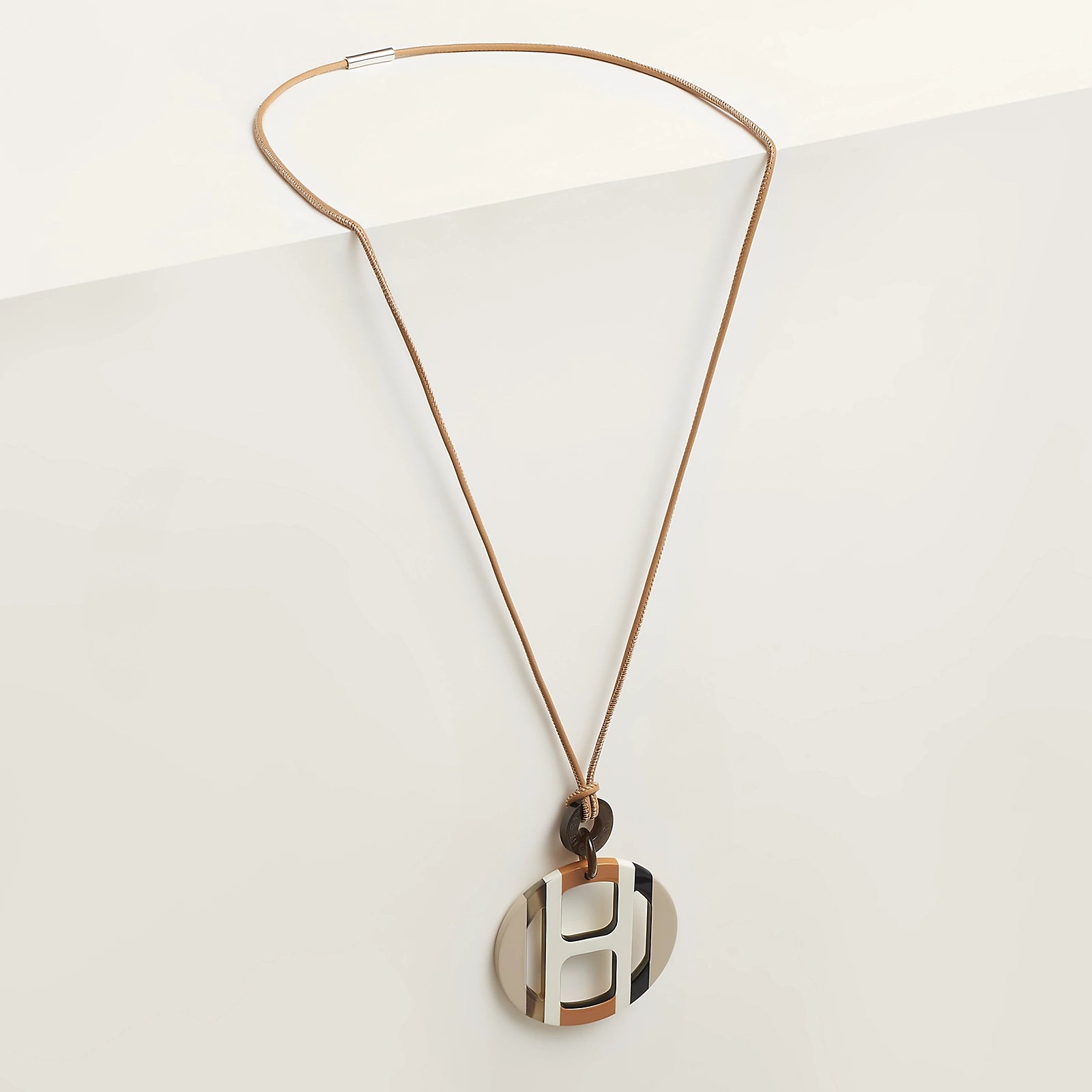 Hermès H Equipe Pendant Lacquered Horn - Sable
