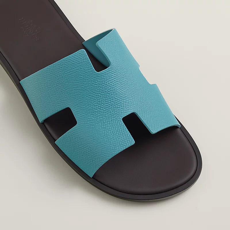Hermès Izmir Sandal Bleu Minéral / Marron ébène