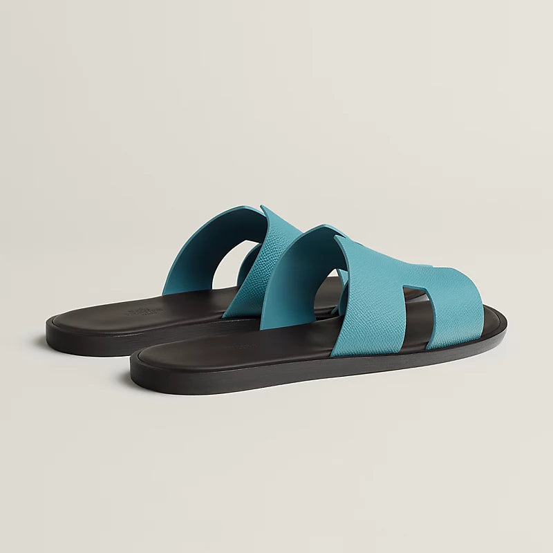 Hermès Izmir Sandal Bleu Minéral / Marron ébène