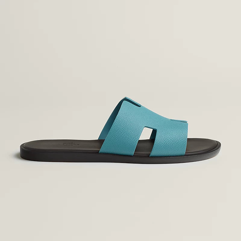 Hermès Izmir Sandal Bleu Minéral / Marron ébène