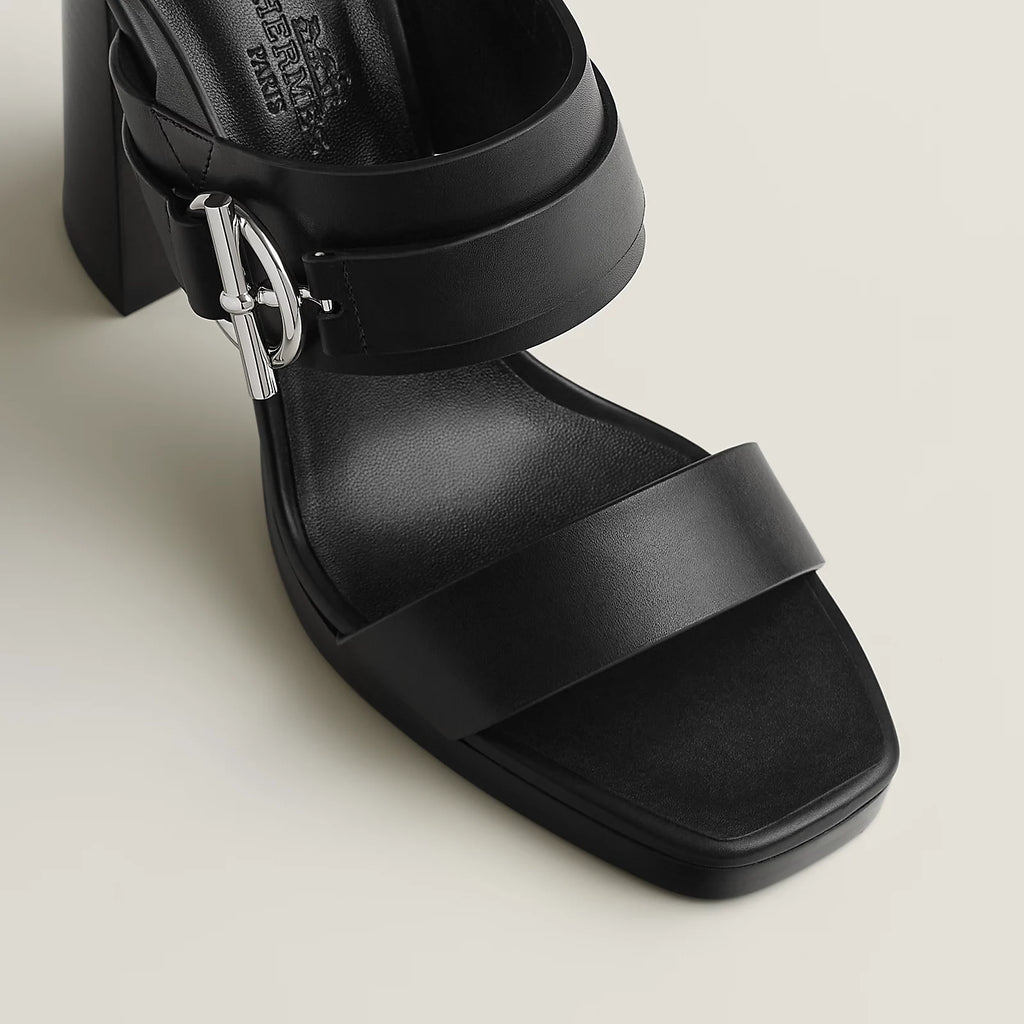 Hermès Keen 90 High Heel Sandal in Calfskin - Noir