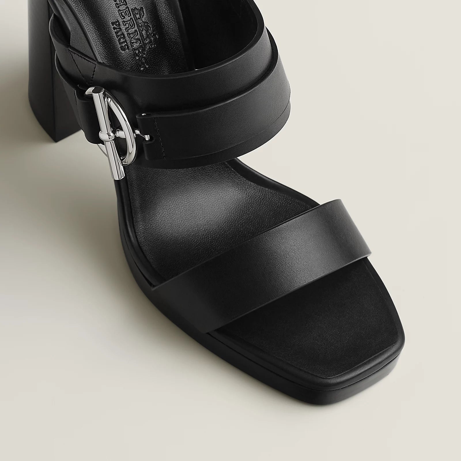 Hermès Keen 90 High Heel Sandal in Calfskin - Noir