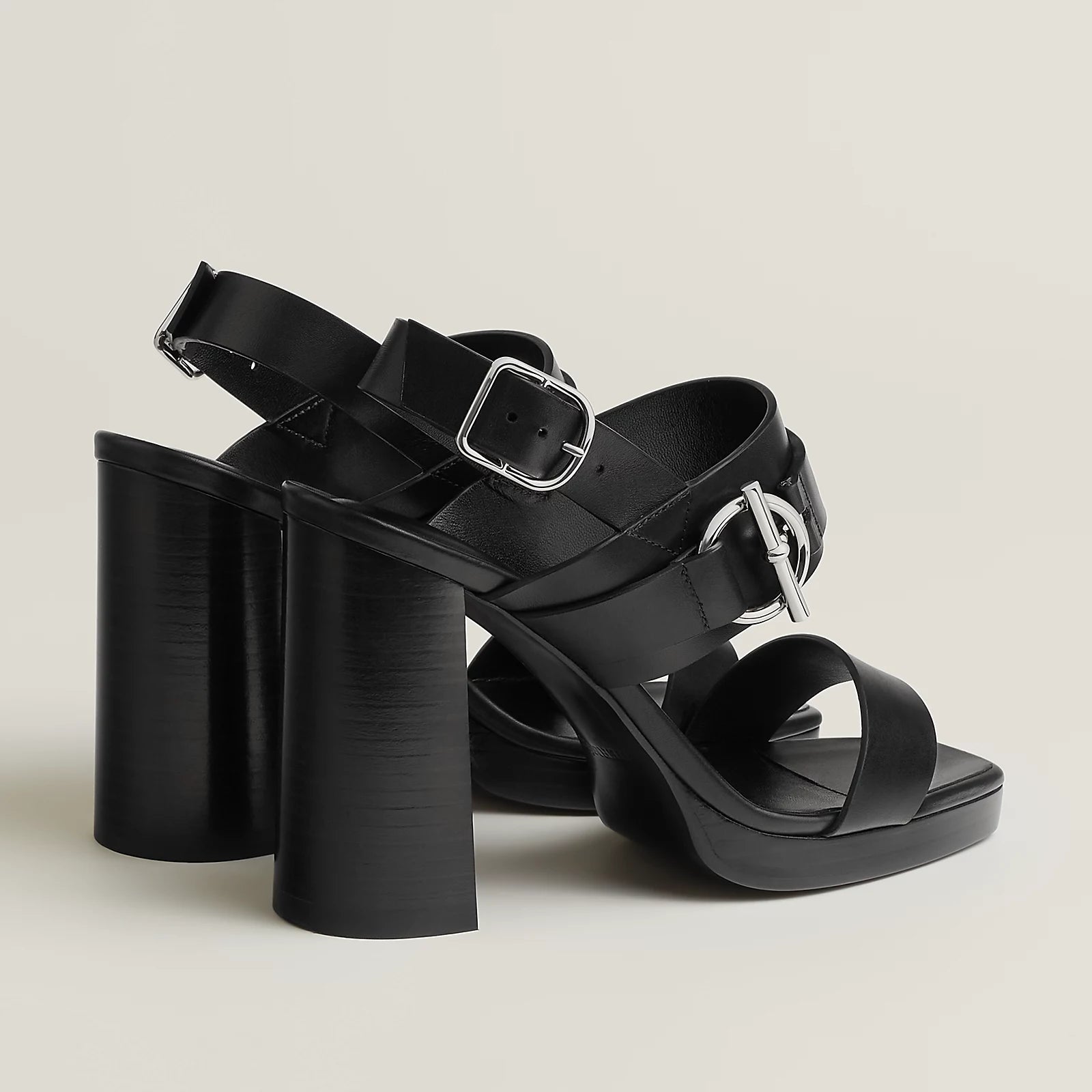 Hermès Keen 90 High Heel Sandal in Calfskin - Noir