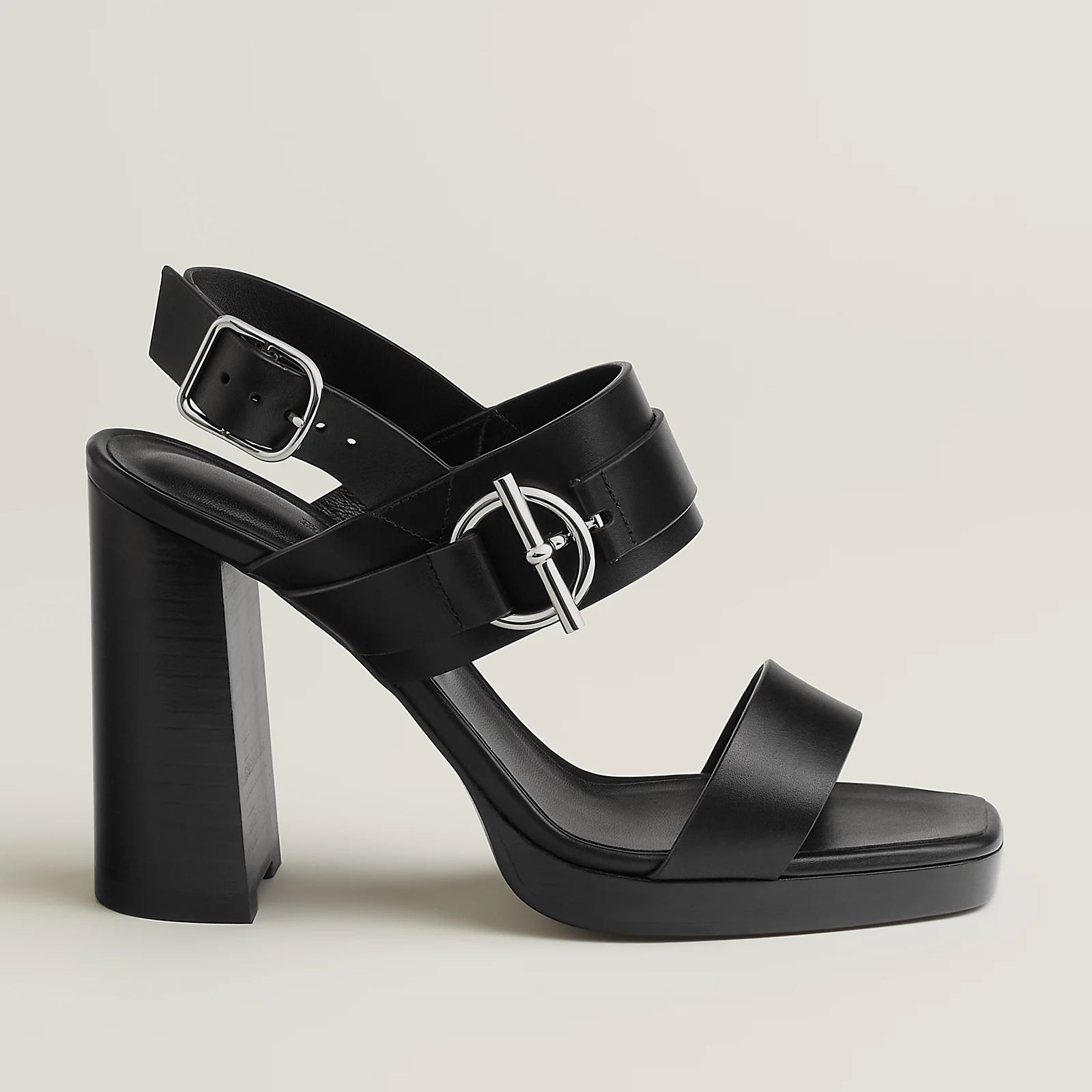 Hermès Keen 90 High Heel Sandal in Calfskin - Noir