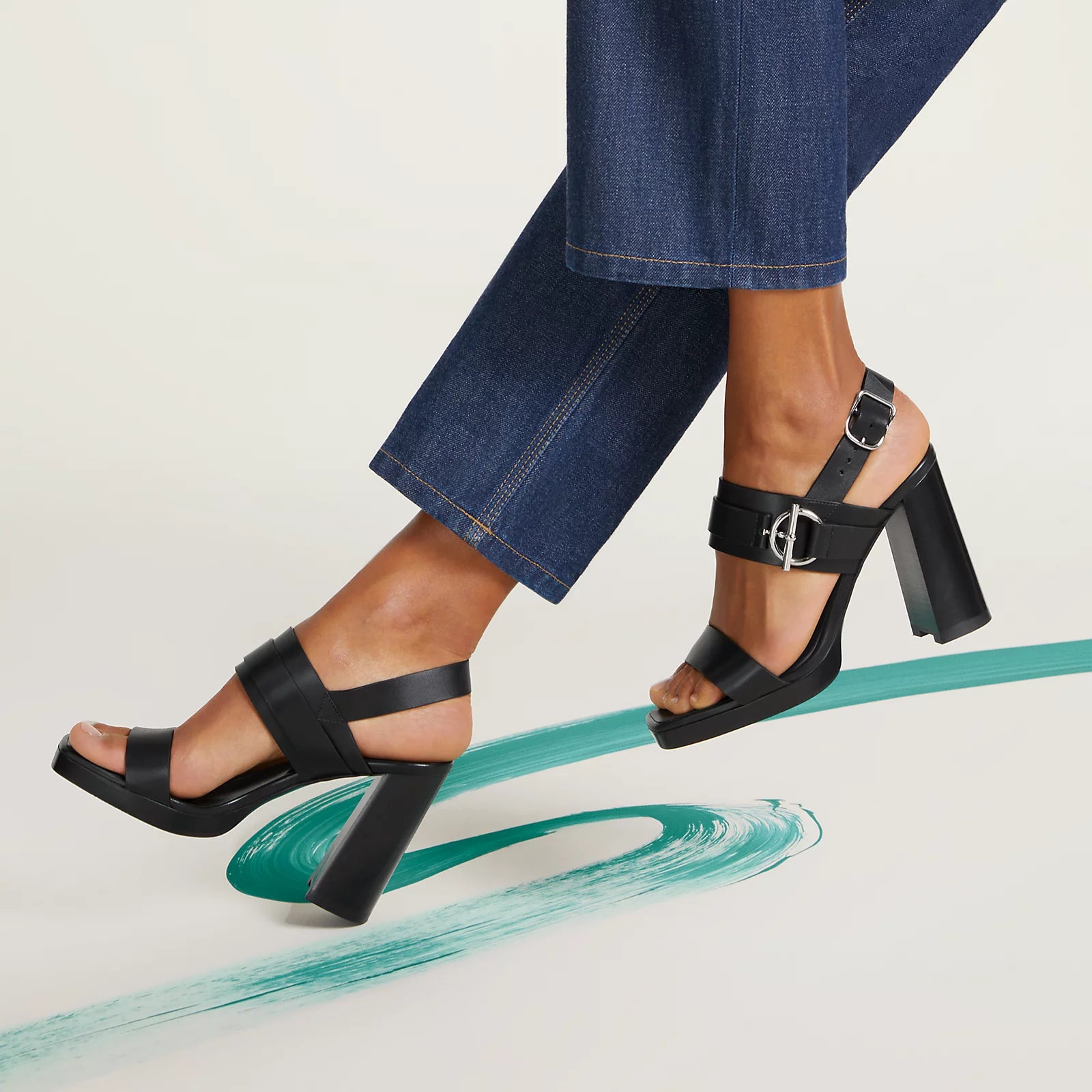Hermès Keen 90 High Heel Sandal in Calfskin - Noir