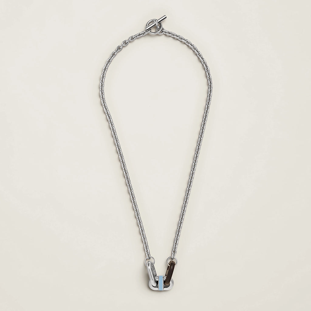 Hermès Maillon Necklace Palladium Plated - Bleu Lin