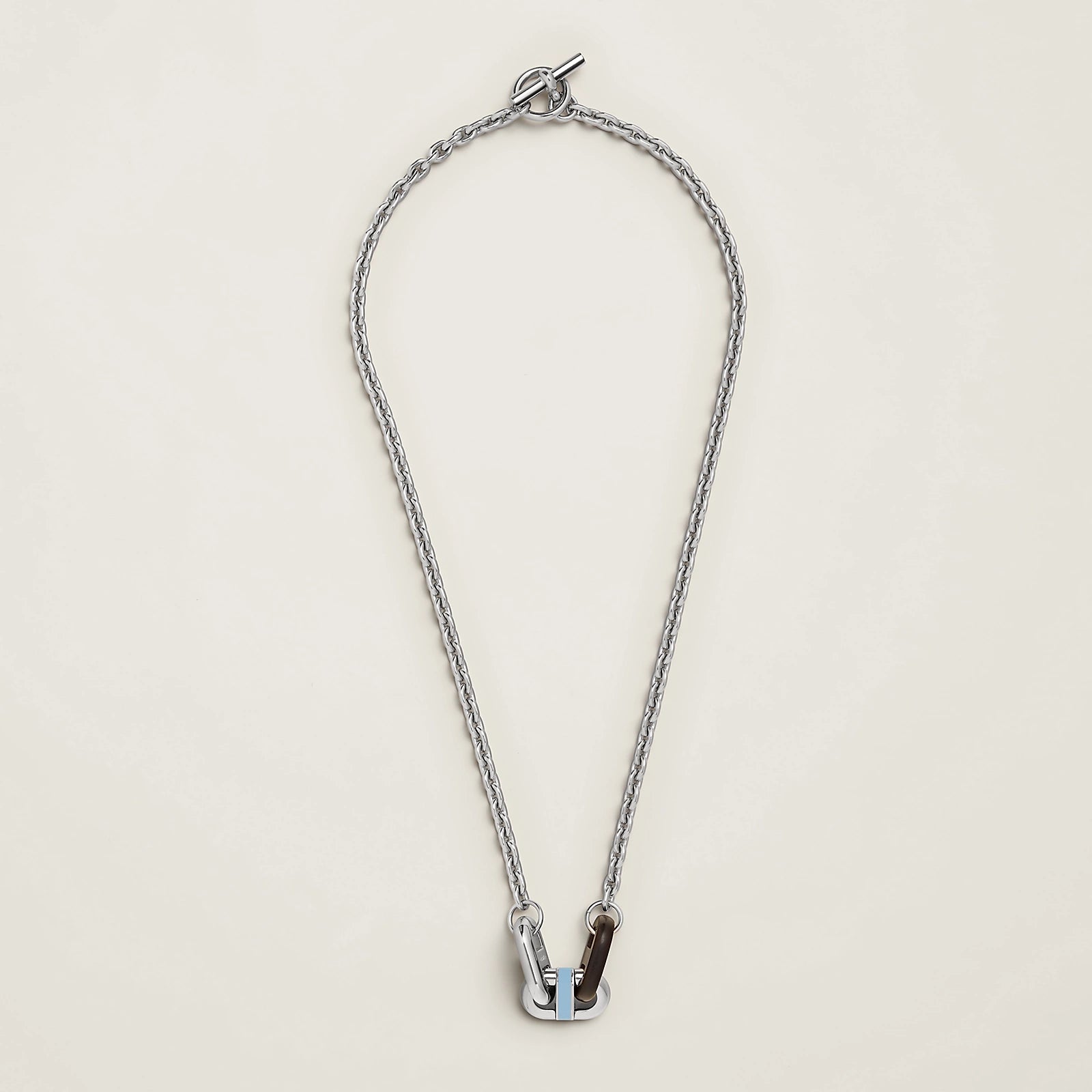 Hermès Maillon Necklace Palladium Plated - Bleu Lin