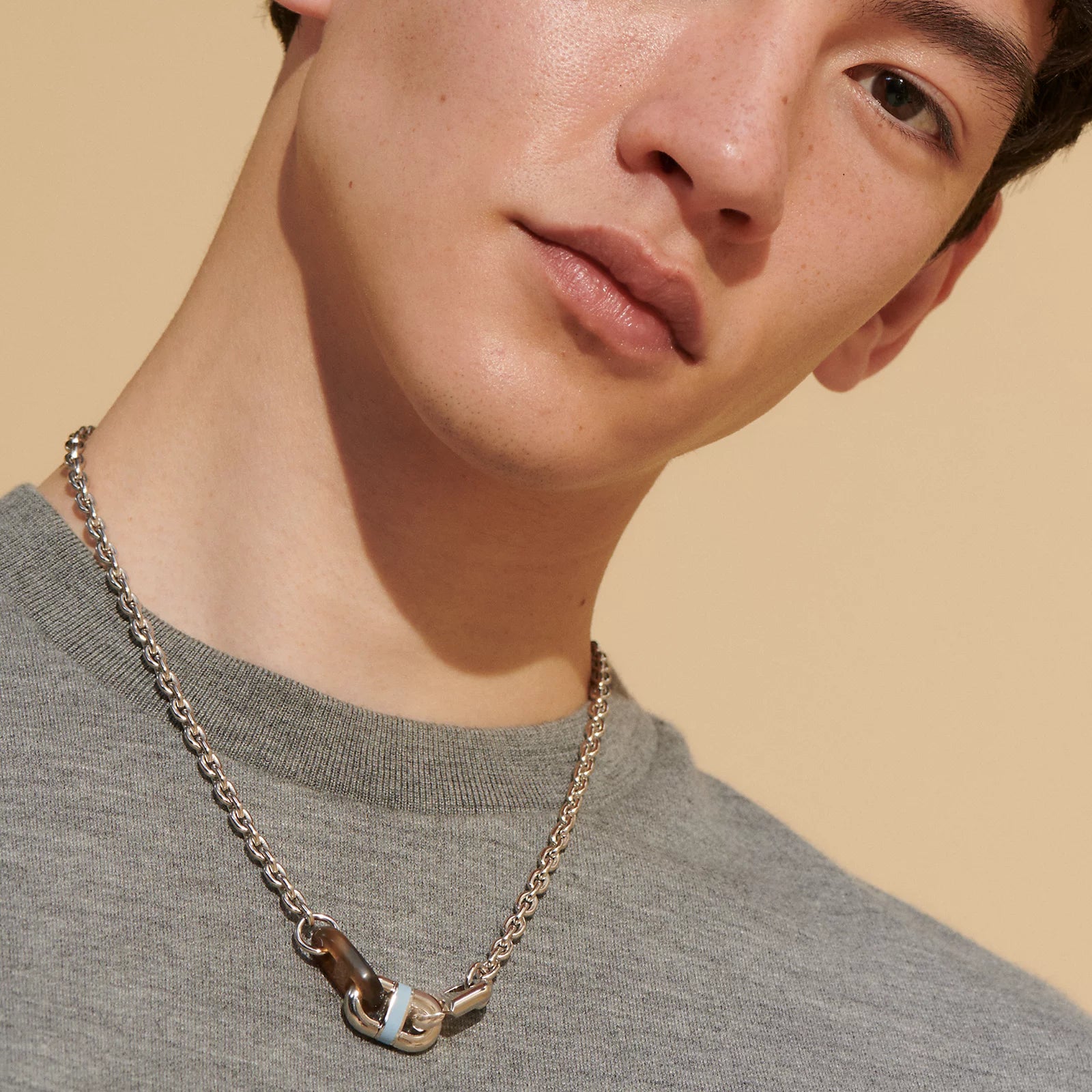 Hermès Maillon Necklace Palladium Plated - Bleu Lin