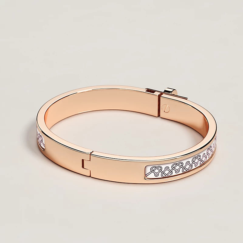 Hermès Mini Clic Kelly Petits Coeurs Bracelet Rose Gold Plated