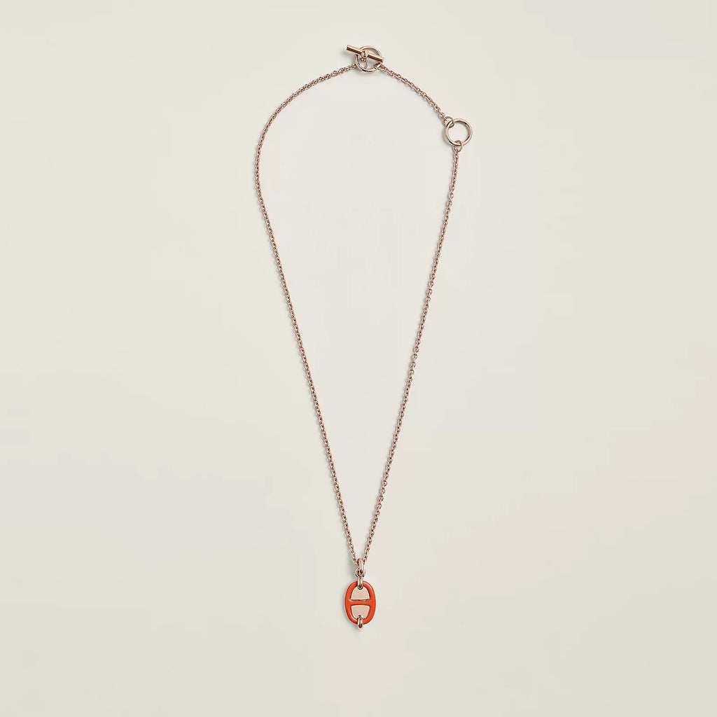 Hermés Mini Maillon Pendant Small Model Gold Plated - Orange Passion