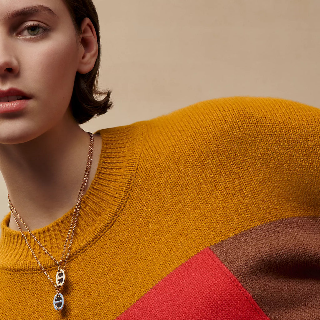 Hermès Mini Maillon Pendant Small Model Gold Plated - Rose Candeur