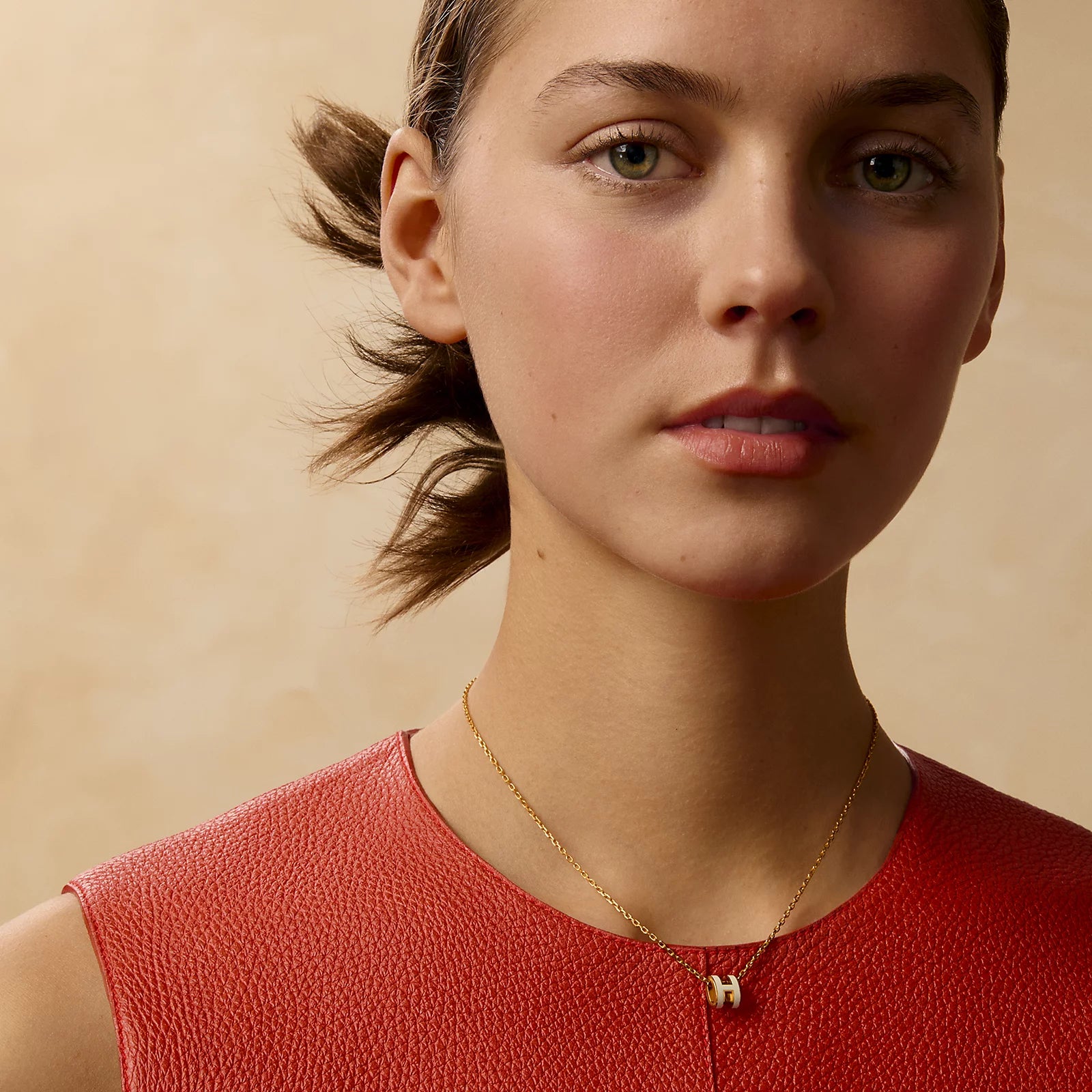 Hermès Mini Pop H Pendant Gold Plated - Blanc